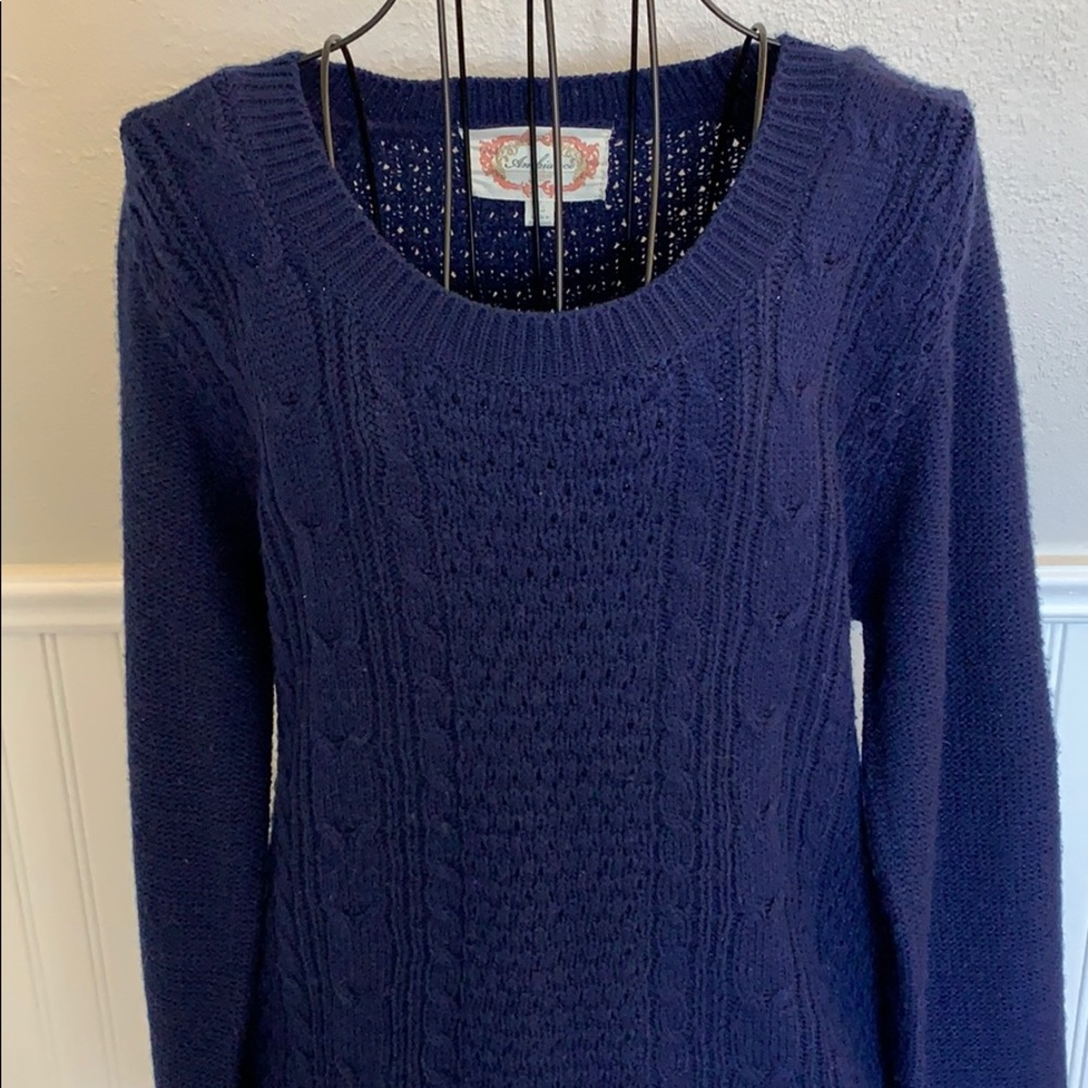 ♥️ Ambiance Navy High Low Cable Sweater Women’s L